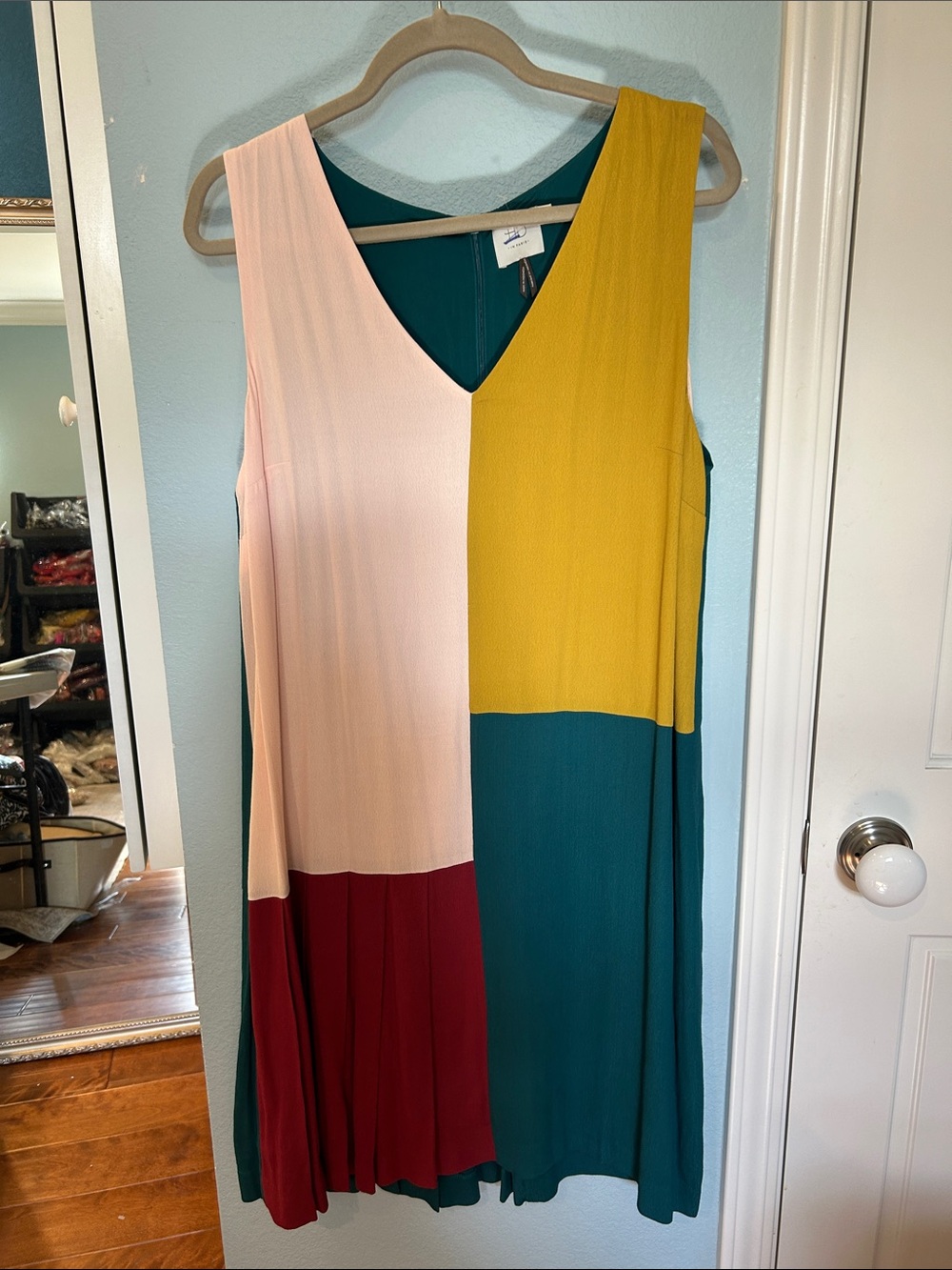 Anthropologie HD Colorblock V-Neck Sleeveless Dress i size 14